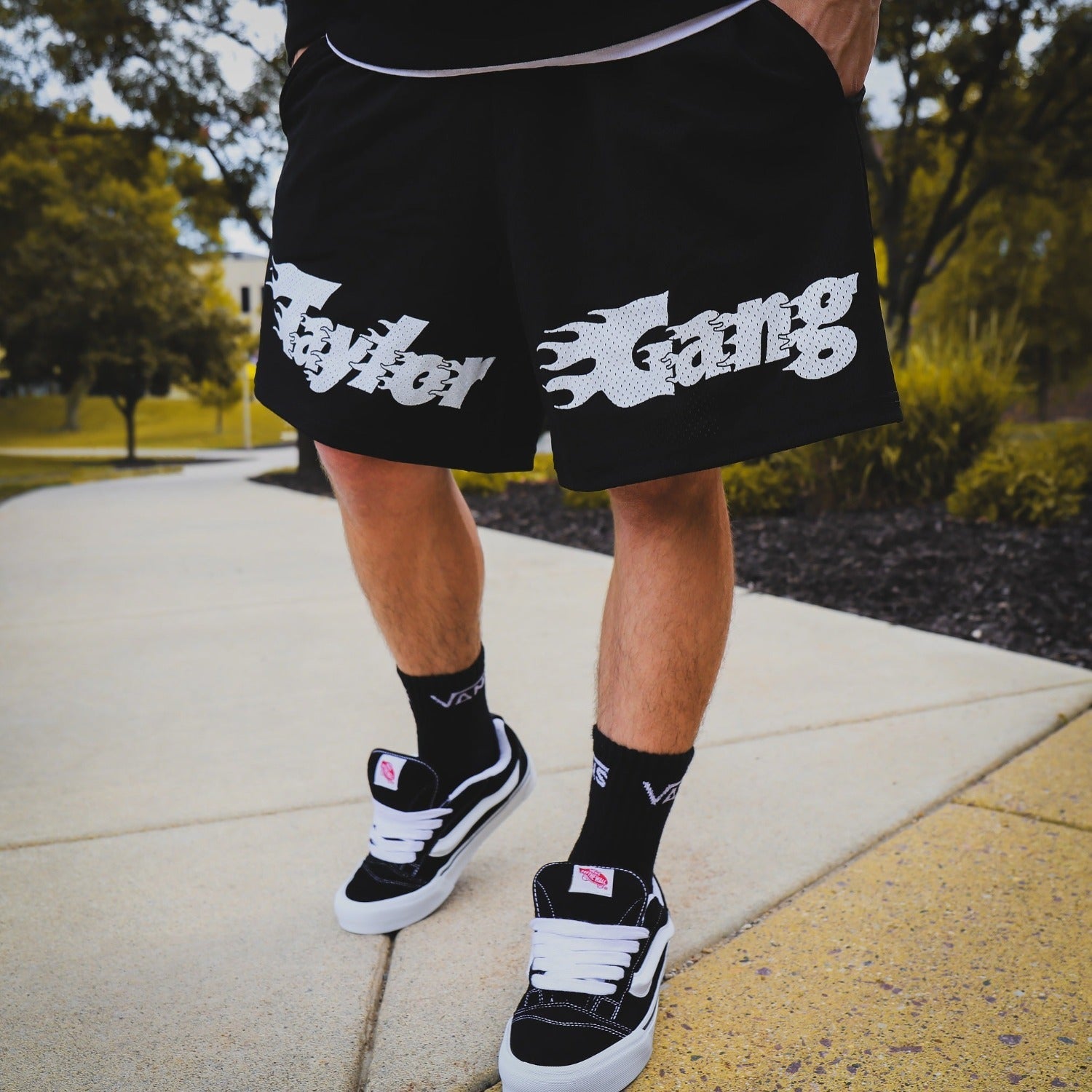 Mesh Flame Logo Shorts